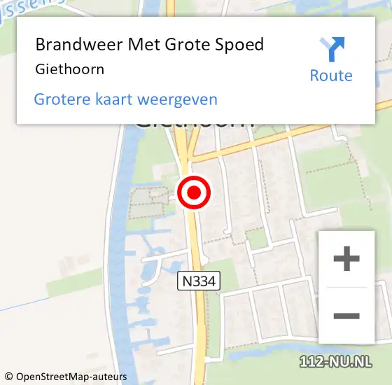 Locatie op kaart van de 112 melding: Brandweer Met Grote Spoed Naar Giethoorn op 19 april 2023 21:50