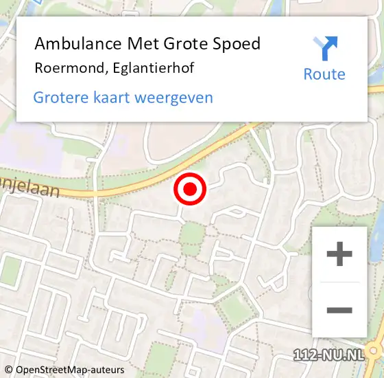 Locatie op kaart van de 112 melding: Ambulance Met Grote Spoed Naar Roermond, Eglantierhof op 19 april 2023 22:23