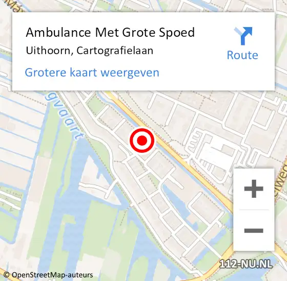 Locatie op kaart van de 112 melding: Ambulance Met Grote Spoed Naar Uithoorn, Cartografielaan op 19 april 2023 22:23