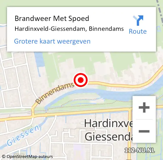 Locatie op kaart van de 112 melding: Brandweer Met Spoed Naar Hardinxveld-Giessendam, Binnendams op 19 april 2023 22:31