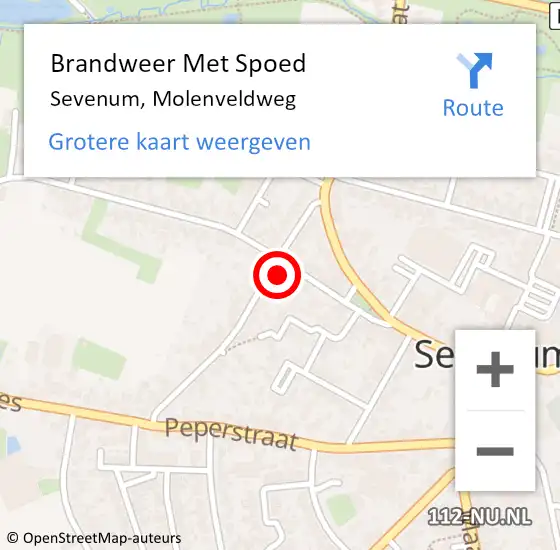 Locatie op kaart van de 112 melding: Brandweer Met Spoed Naar Sevenum, Molenveldweg op 19 april 2023 22:42