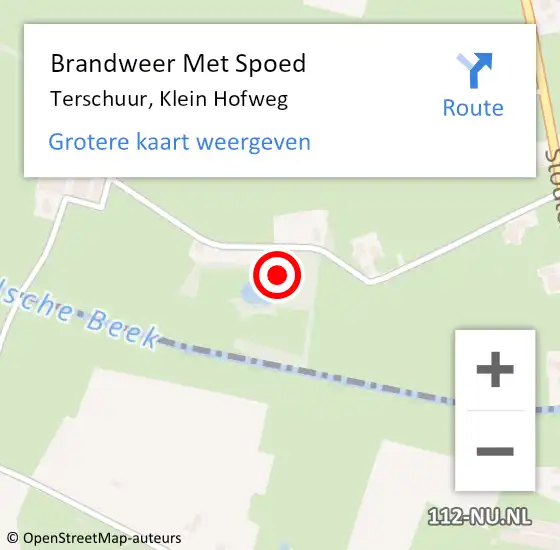 Locatie op kaart van de 112 melding: Brandweer Met Spoed Naar Terschuur, Klein Hofweg op 19 april 2023 22:55