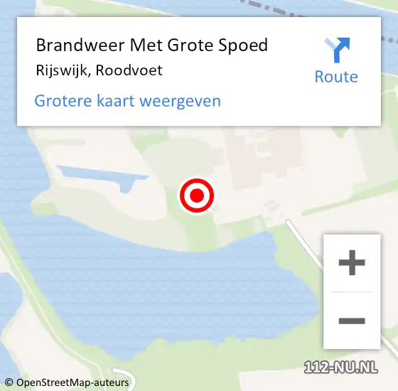 Locatie op kaart van de 112 melding: Brandweer Met Grote Spoed Naar Rijswijk, Roodvoet op 20 april 2023 01:35