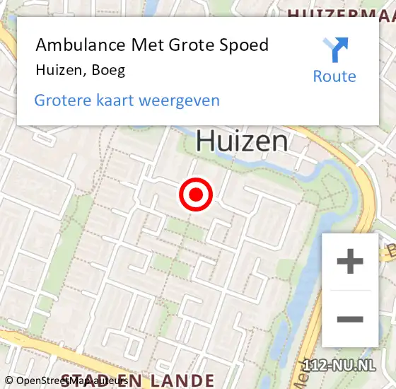 Locatie op kaart van de 112 melding: Ambulance Met Grote Spoed Naar Huizen, Boeg op 12 oktober 2013 11:21