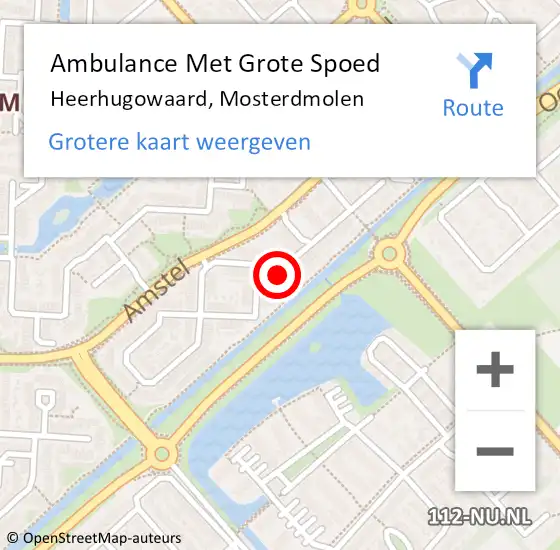 Locatie op kaart van de 112 melding: Ambulance Met Grote Spoed Naar Heerhugowaard, Mosterdmolen op 20 april 2023 02:51