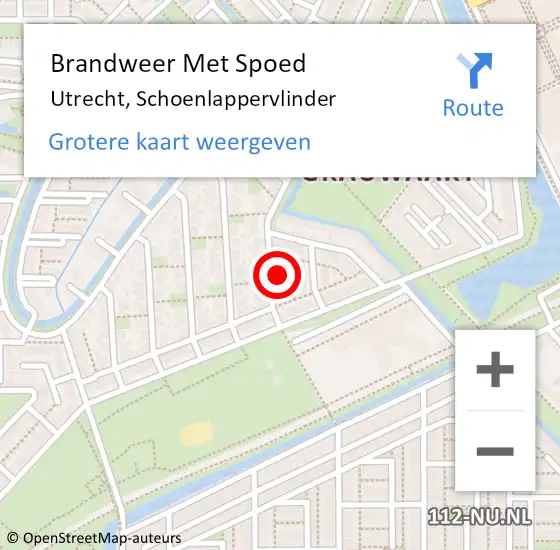 Locatie op kaart van de 112 melding: Brandweer Met Spoed Naar Utrecht, Schoenlappervlinder op 20 april 2023 02:53