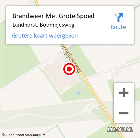 Locatie op kaart van de 112 melding: Brandweer Met Grote Spoed Naar Landhorst, Boompjesweg op 20 april 2023 03:18