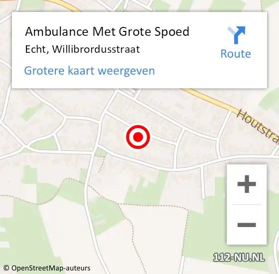 Locatie op kaart van de 112 melding: Ambulance Met Grote Spoed Naar Echt, Willibrordusstraat op 20 april 2023 03:31