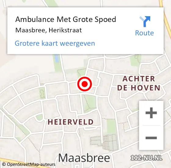 Locatie op kaart van de 112 melding: Ambulance Met Grote Spoed Naar Maasbree, Herikstraat op 22 augustus 2014 18:42