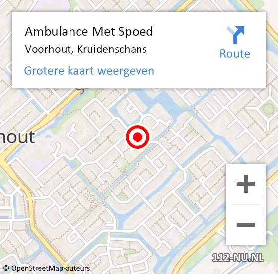 Locatie op kaart van de 112 melding: Ambulance Met Spoed Naar Voorhout, Kruidenschans op 20 april 2023 04:09