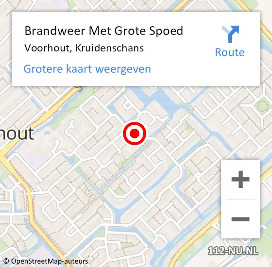 Locatie op kaart van de 112 melding: Brandweer Met Grote Spoed Naar Voorhout, Kruidenschans op 20 april 2023 04:24