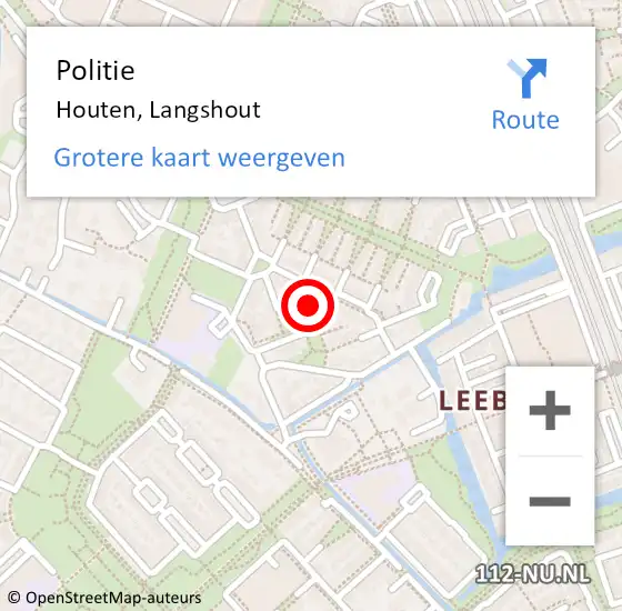 Locatie op kaart van de 112 melding: Politie Houten, Langshout op 20 april 2023 05:26