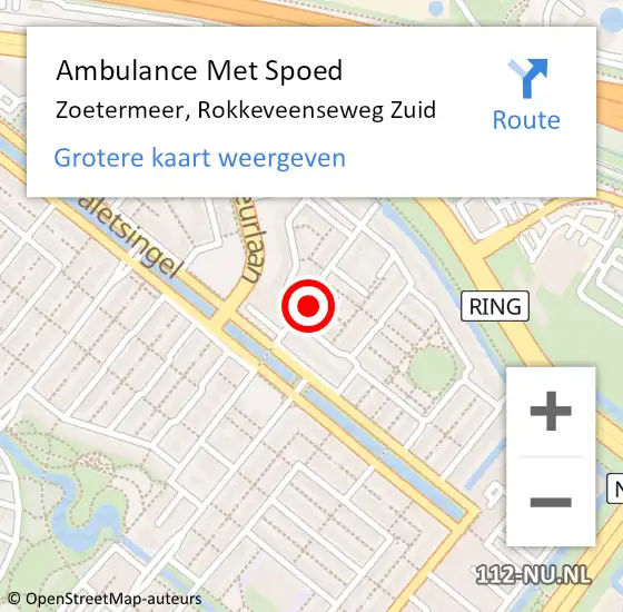 Locatie op kaart van de 112 melding: Ambulance Met Spoed Naar Zoetermeer, Rokkeveenseweg Zuid op 20 april 2023 06:03