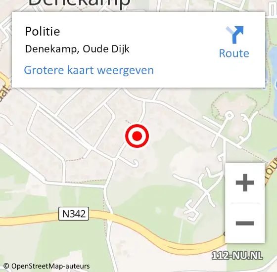 Locatie op kaart van de 112 melding: Politie Denekamp, Oude Dijk op 20 april 2023 06:37