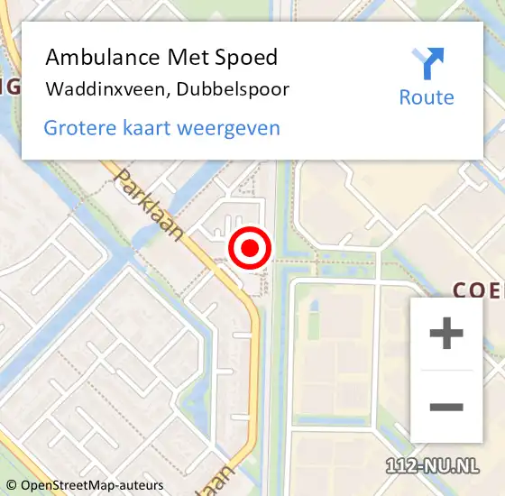 Locatie op kaart van de 112 melding: Ambulance Met Spoed Naar Waddinxveen, Dubbelspoor op 20 april 2023 06:44