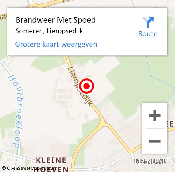 Locatie op kaart van de 112 melding: Brandweer Met Spoed Naar Someren, Lieropsedijk op 20 april 2023 06:50