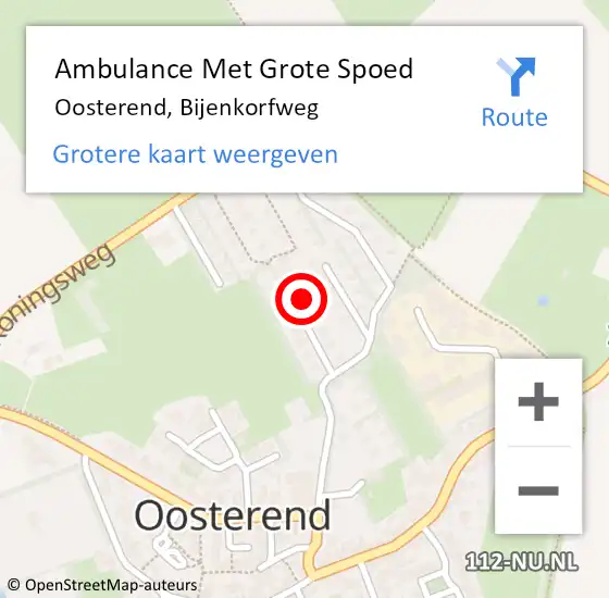 Locatie op kaart van de 112 melding: Ambulance Met Grote Spoed Naar Oosterend, Bijenkorfweg op 20 april 2023 06:52