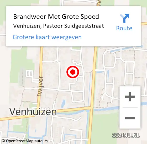 Locatie op kaart van de 112 melding: Brandweer Met Grote Spoed Naar Venhuizen, Pastoor Suidgeeststraat op 20 april 2023 07:11