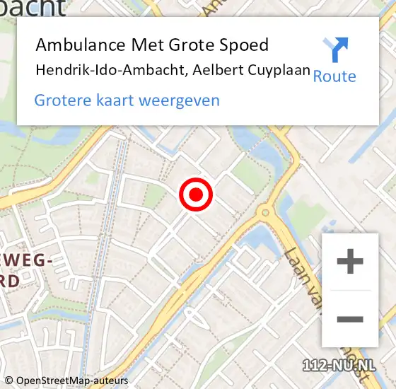 Locatie op kaart van de 112 melding: Ambulance Met Grote Spoed Naar Hendrik-Ido-Ambacht, Aelbert Cuyplaan op 20 april 2023 08:10