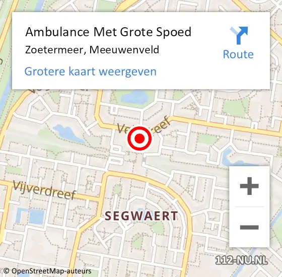 Locatie op kaart van de 112 melding: Ambulance Met Grote Spoed Naar Zoetermeer, Meeuwenveld op 20 april 2023 08:36