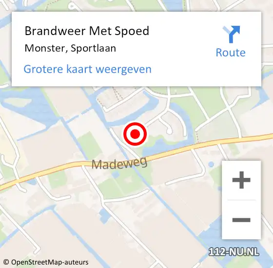 Locatie op kaart van de 112 melding: Brandweer Met Spoed Naar Monster, Sportlaan op 20 april 2023 08:40