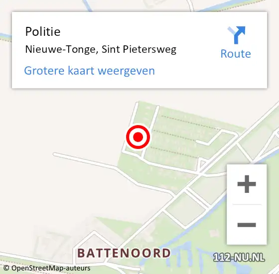 Locatie op kaart van de 112 melding: Politie Nieuwe-Tonge, Sint Pietersweg op 20 april 2023 08:58