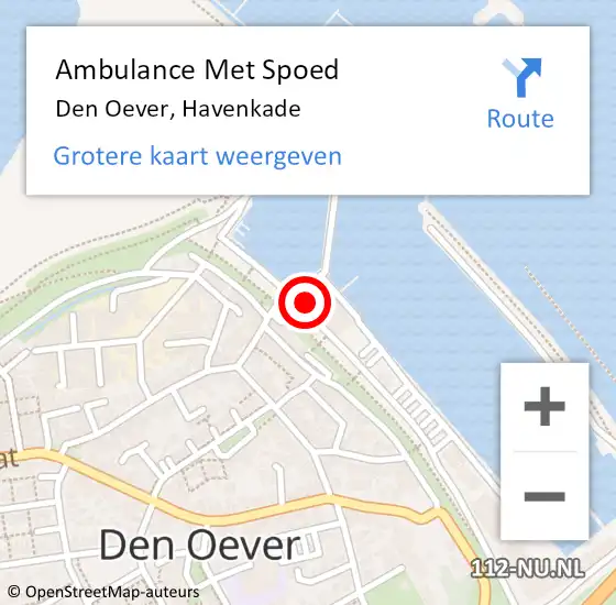 Locatie op kaart van de 112 melding: Ambulance Met Spoed Naar Den Oever, Havenkade op 20 april 2023 09:00