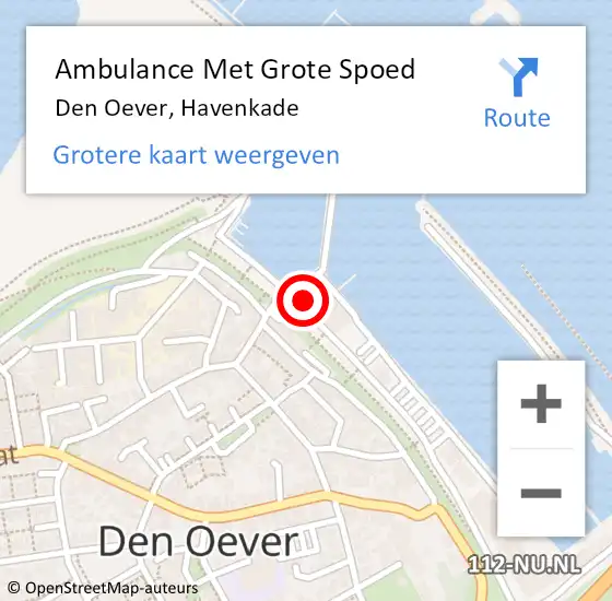 Locatie op kaart van de 112 melding: Ambulance Met Grote Spoed Naar Den Oever, Havenkade op 20 april 2023 09:01