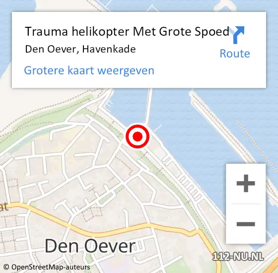 Locatie op kaart van de 112 melding: Trauma helikopter Met Grote Spoed Naar Den Oever, Havenkade op 20 april 2023 09:02