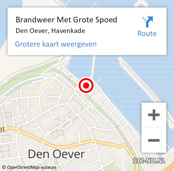 Locatie op kaart van de 112 melding: Brandweer Met Grote Spoed Naar Den Oever, Havenkade op 20 april 2023 09:03