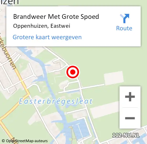 Locatie op kaart van de 112 melding: Brandweer Met Grote Spoed Naar Oppenhuizen, Eastwei op 22 augustus 2014 19:07