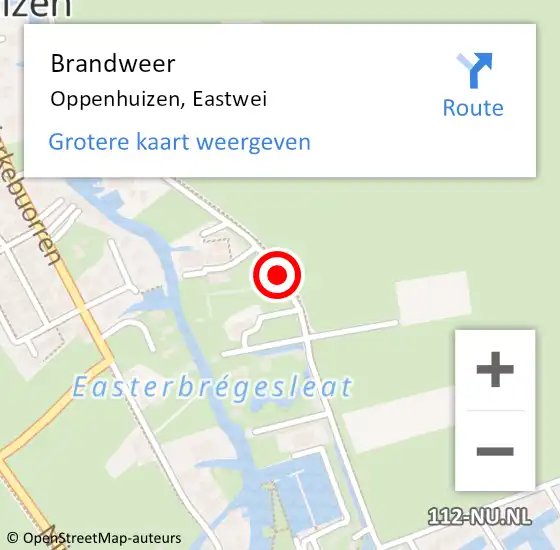 Locatie op kaart van de 112 melding: Brandweer Oppenhuizen, Eastwei op 22 augustus 2014 19:08