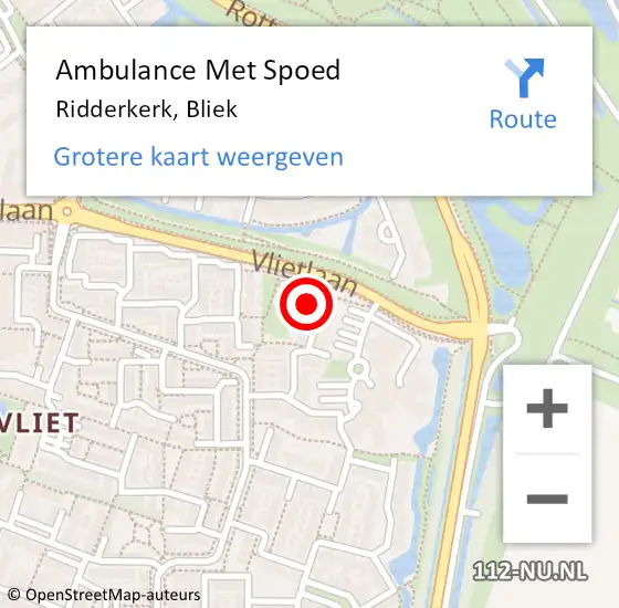 Locatie op kaart van de 112 melding: Ambulance Met Spoed Naar Ridderkerk, Bliek op 20 april 2023 09:30