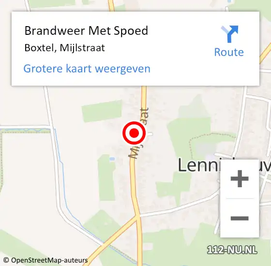 Locatie op kaart van de 112 melding: Brandweer Met Spoed Naar Boxtel, Mijlstraat op 20 april 2023 09:32