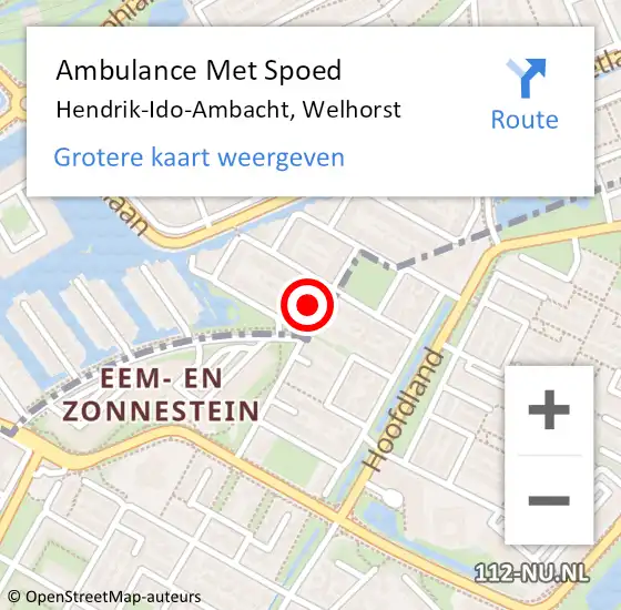 Locatie op kaart van de 112 melding: Ambulance Met Spoed Naar Hendrik-Ido-Ambacht, Welhorst op 20 april 2023 09:36