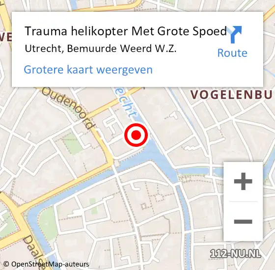 Locatie op kaart van de 112 melding: Trauma helikopter Met Grote Spoed Naar Utrecht, Bemuurde Weerd W.Z. op 20 april 2023 10:03