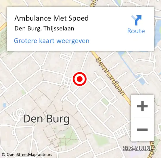 Locatie op kaart van de 112 melding: Ambulance Met Spoed Naar Den Burg, Thijsselaan op 20 april 2023 11:48