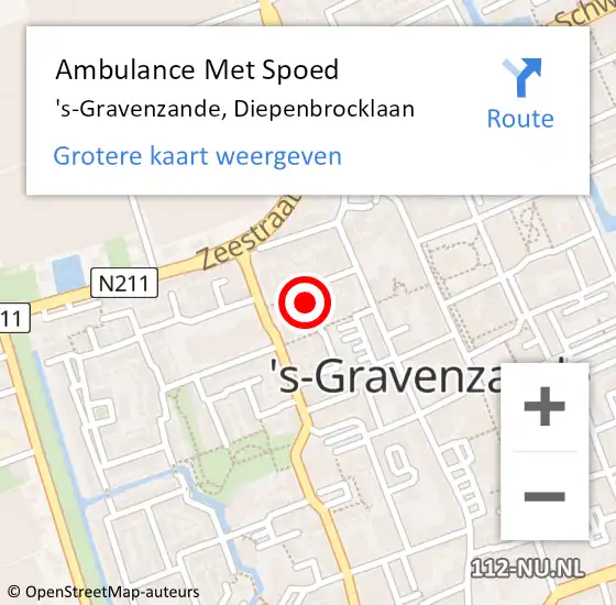 Locatie op kaart van de 112 melding: Ambulance Met Spoed Naar 's-Gravenzande, Diepenbrocklaan op 20 april 2023 11:50