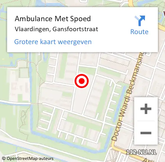 Locatie op kaart van de 112 melding: Ambulance Met Spoed Naar Vlaardingen, Gansfoortstraat op 20 april 2023 12:09