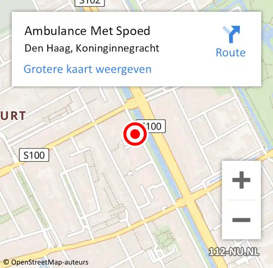 Locatie op kaart van de 112 melding: Ambulance Met Spoed Naar Den Haag, Koninginnegracht op 20 april 2023 12:11