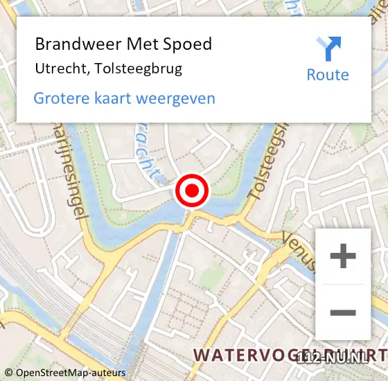 Locatie op kaart van de 112 melding: Brandweer Met Spoed Naar Utrecht, Tolsteegbrug op 20 april 2023 12:22