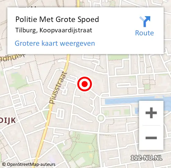 Locatie op kaart van de 112 melding: Politie Met Grote Spoed Naar Tilburg, Koopvaardijstraat op 20 april 2023 12:33