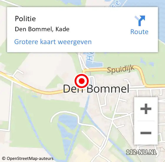 Locatie op kaart van de 112 melding: Politie Den Bommel, Kade op 20 april 2023 12:36