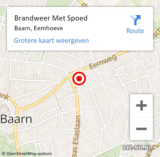 Locatie op kaart van de 112 melding: Brandweer Met Spoed Naar Baarn, Eemhoeve op 20 april 2023 12:48