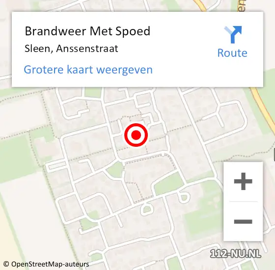 Locatie op kaart van de 112 melding: Brandweer Met Spoed Naar Sleen, Anssenstraat op 20 april 2023 12:53