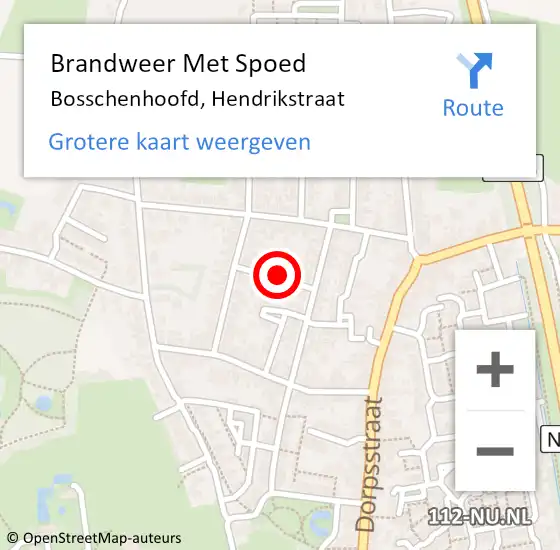 Locatie op kaart van de 112 melding: Brandweer Met Spoed Naar Bosschenhoofd, Hendrikstraat op 20 april 2023 12:58