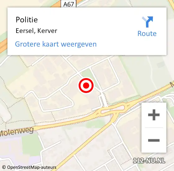 Locatie op kaart van de 112 melding: Politie Eersel, Kerver op 20 april 2023 13:13