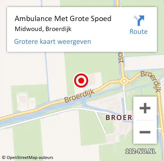 Locatie op kaart van de 112 melding: Ambulance Met Grote Spoed Naar Midwoud, Broerdijk op 20 april 2023 13:51