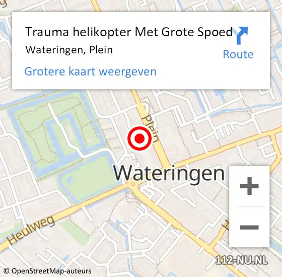 Locatie op kaart van de 112 melding: Trauma helikopter Met Grote Spoed Naar Wateringen, Plein op 20 april 2023 13:55