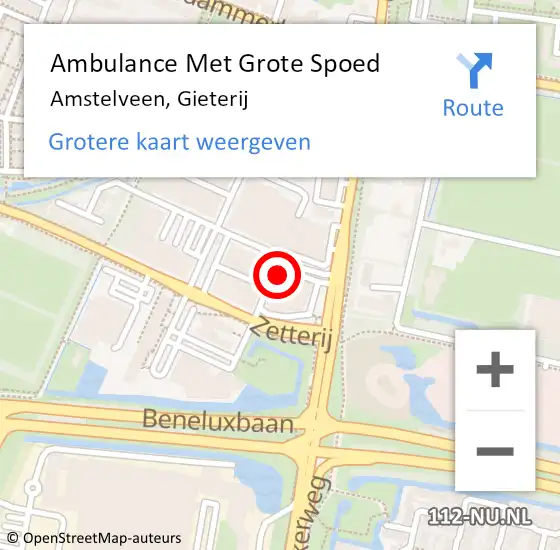 Locatie op kaart van de 112 melding: Ambulance Met Grote Spoed Naar Amstelveen, Gieterij op 20 april 2023 14:16